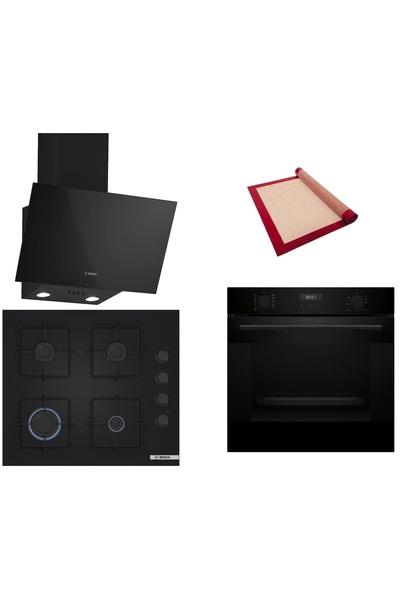 Bosch Siyah 3 lü Set ( HUA717BA0T - POP6C6P31O - DWK63PJ60T ) Buhar Destekli ...