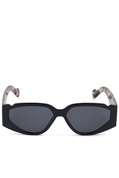 london Rag نظارات شمسية رياضية نسائية باللون الأسود مع أذرع مطبوعة