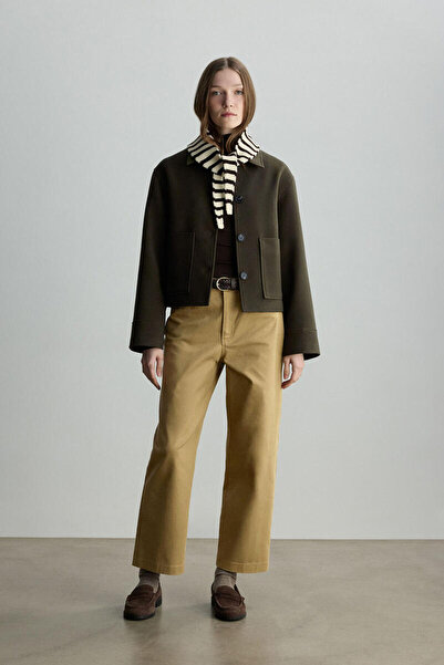 BE BLUE Khaki Short Coat with Pocket Details