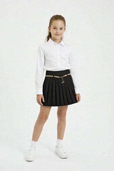 FATELLA Girl's White Shirt & White Pleated Skirt Set – Special Day/School Apr...