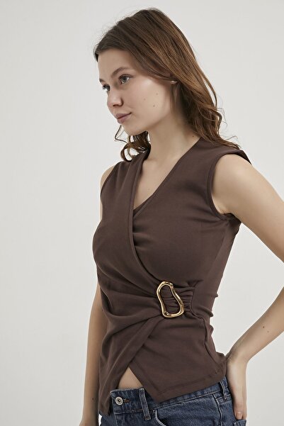 Arma Life Armalife 6749 Kruvaze Buckle Zero Sleeve Women's Bluz