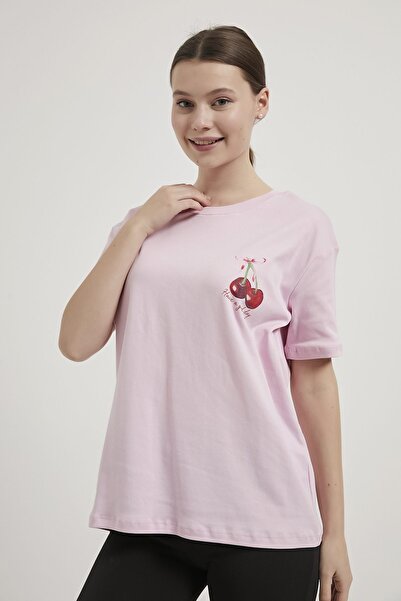 Arma Life ARMALIFE 10442 TRICOU DE DAMĂ CU DETALIU IMPRIMAT CIREȘE LA SPATE