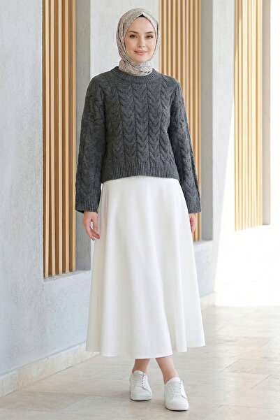 Kirazgym Women's Hair Braided Patterned Loose Oversize Crop Knitwear Sweater ...