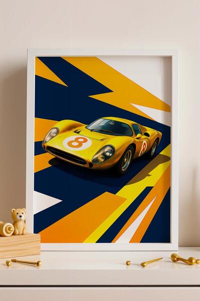 Saturn Ферари 330 P4 Постер в рамка Ретро състезателна кола Стилен подарък за...