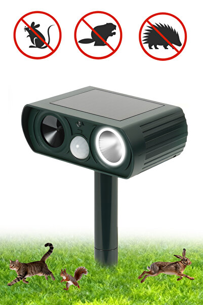 Vorgens Güneş Enerjili Ultrasonik Hayvan Kovucu, LED ışık Kedi Köpek Kovucu C...