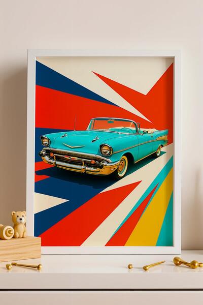 Saturn 1957 Chevrolet Bel Air Convertible Car Frameed Print Poster clasic cu ...