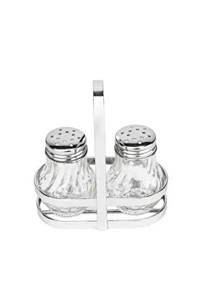 Cuisine Art By Styli طقم ملح زجاجي من قطعتين بلون الصودا والجير مع حامل، 50 مل