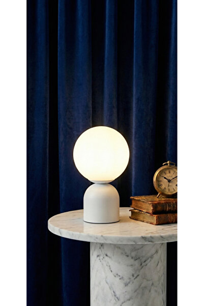 avizade Alba White Metal White Glass Night Light - Nordic Table Lamp - Living...