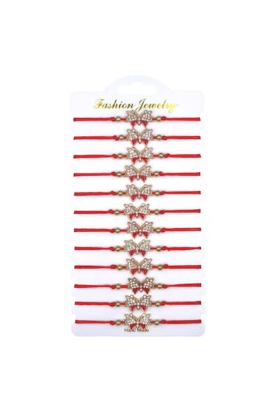 OEM Set de 12 brățări, NEVERMORE, fluture cu cristale, mărime reglabilă, auriu