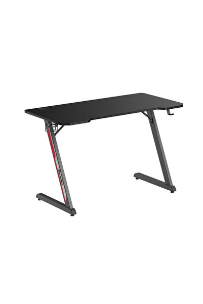 Gamertek مكتب ألعاب Z-Desk مقاس 120×60 سم مع حامل سماعات رأس وحامل أكواب - أسود