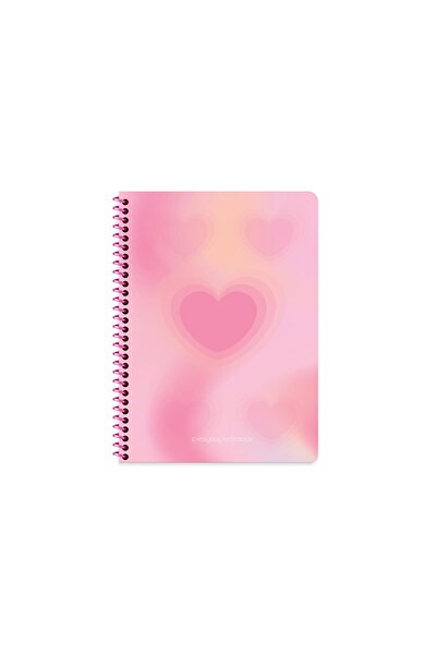 KESKİN COLOR Keskin 16,5 X 22,5 Çizgili Spiralli Pastel Kalp Defter - Pembe Kalp