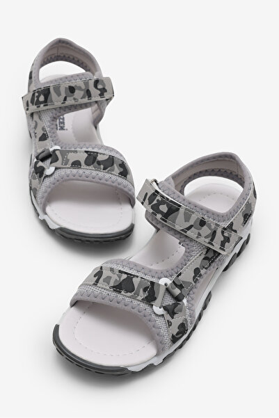 Tonny Black Детски унисекс сиви камуфлажни детски сандали с велкро