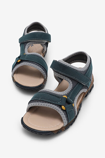 Tonny Black Детски унисекс сандали в тъмносин и жълт цвят с велкро