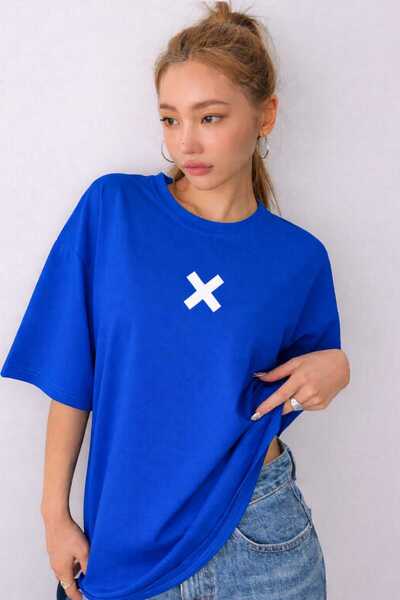 New Shine X Printed Saks Blue T-Shirt