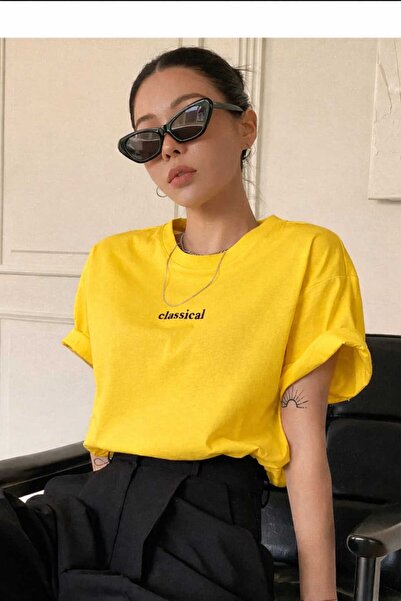 New Shine Classical Printed Yellow T-Shirt
