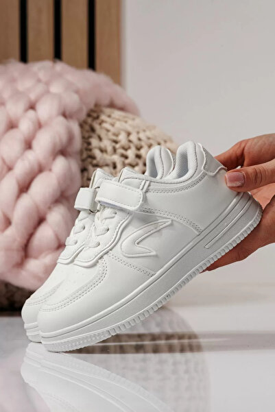 Zaira White children's sneakers made of eco-leather Ema #24328 - 36