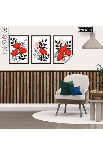 Akıllı Kağıt Statik Tutunma Özellikli Tablo - Poster Çiçek (Model- 48)