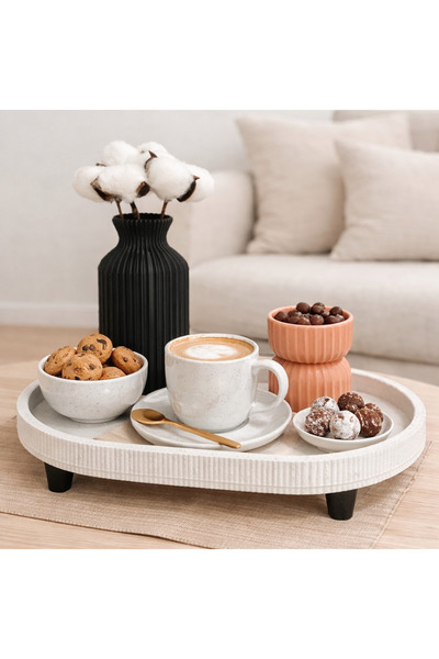 StudioAslanDesign Dekoratif Granit Desen Ayaklı/Çay Kahve Sunumluk /Sunum Tep...