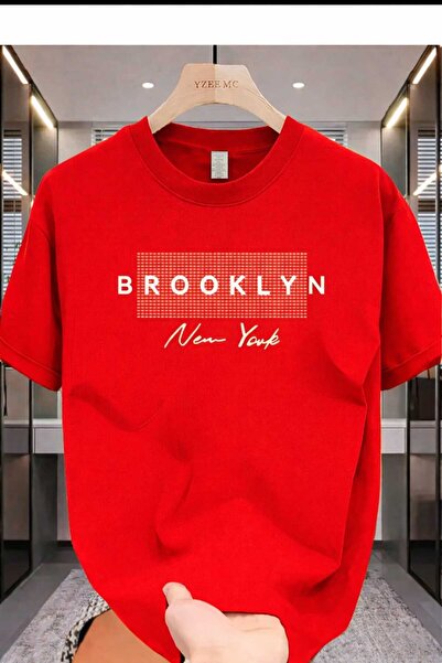 New Shine Tricou roșu imprimat Brooklyn New York