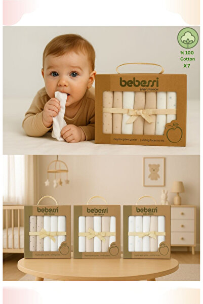 Bebessi 👶🏻 Bebek Penye Ağız Mendili %100 Pamuk 7li Paket