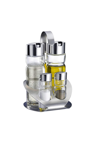 Cuisine Art By Styli 4-Piece Soda Lime Glass Cruet Set with Stainless Steel S...