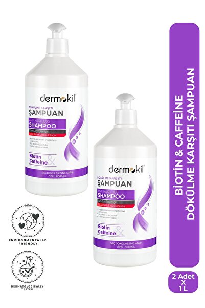 Dermokil Biotin & Caffeine Dökülme Karşıtı Şampuan 1 Litre x 2 Adet
