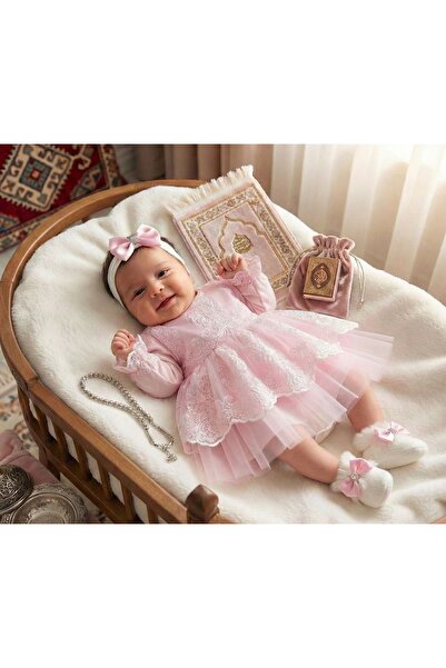 Eda Baby Lace Detailed Baby Mevlüt and Special Occasion Outfit 4-Piece Set
