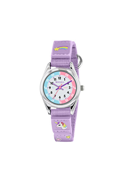 Tikkers Girls Purple Fabric Rip Strap Unicorn Watch