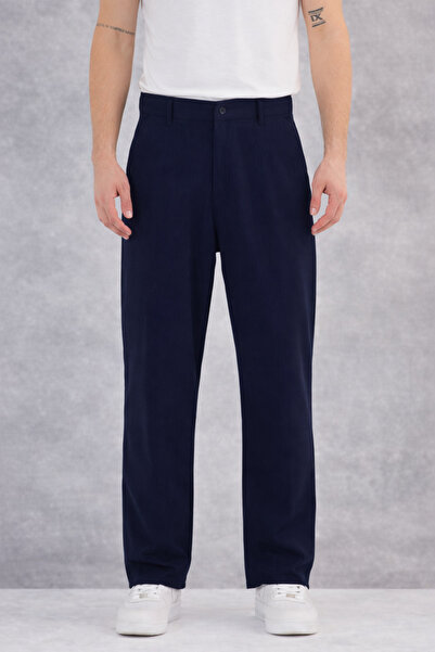 YAKAMEL Men's Relaxed Fit Wide Waist Belted Baggy Trousers with Side Pockets