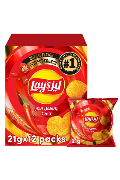 Lay's Chili Potato Chips 12 x 21 g light, Crispy, Classic Salted Snack Made f...