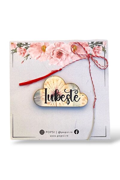 POPSİ Broșă din lemn - Nor „Dragoste”