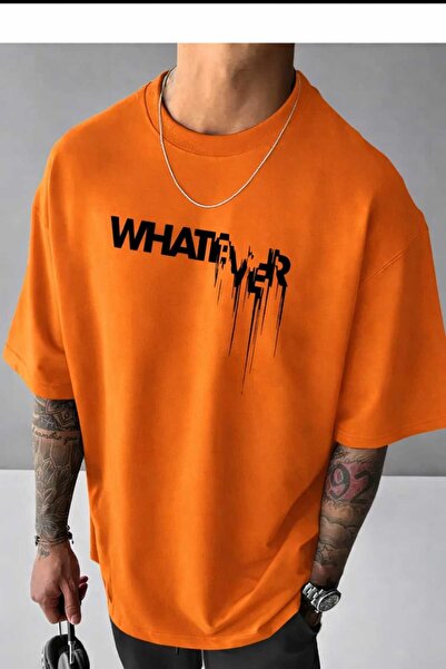 New Shine Tricou portocaliu cu imprimeu „Whatever”