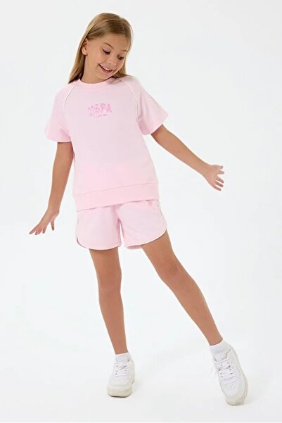 YUYİ U.S.P.O.L.O. Licensed 100% Oanuk Crewneck Girls' Shorts Set 2528