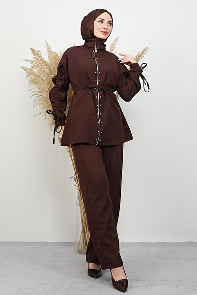 GİYZAMİLA Şimal Tesettür Takım Maro Amărui
