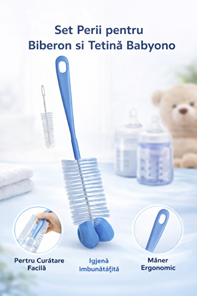 Babyono Set perii pentru biberon si tetina,