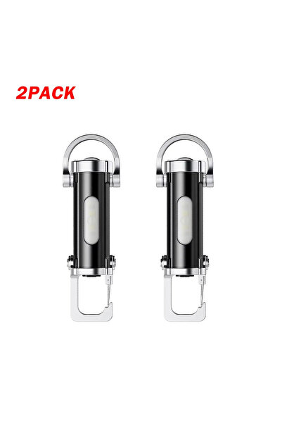 Choice 2PCs Powerful EDC LED Flashlight Keychain Rechargeable Hanging Portabl...