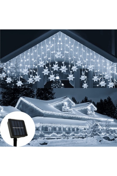 Choice 7M 162LED-27 Strand white Solar Snowflake String Lights Outdoor for Xm...