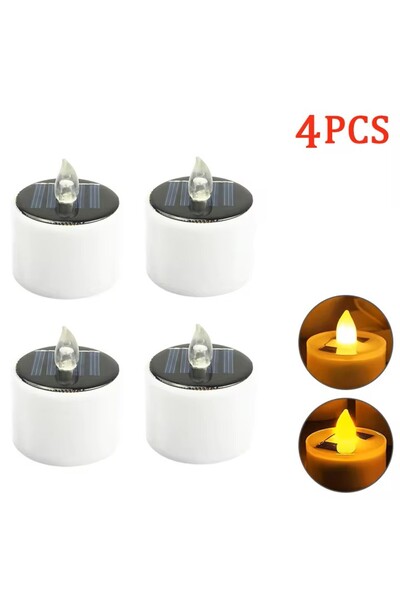 Choice 4 قطع من شموع WarmLight الشمسية الإلكترونية، مصابيح ليلية خارجية مقاوم...