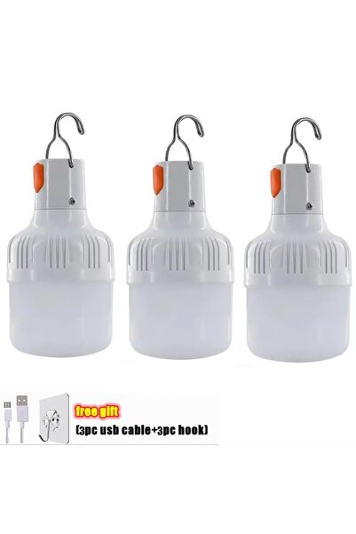 Choice 60W 3pcs Outdoor USB Rechargeable LED Lamp Bulbs High Brightness Emerg...