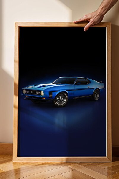 Saturn 1971 Ford Mustang Mach 1 Tablou înrămat Decor de perete modern cu mași...