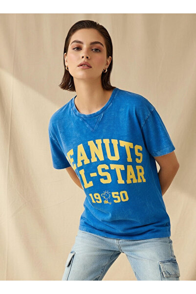 SP Characters Relaxed Fit Cotton Washed T-shirt with Snoopy Print