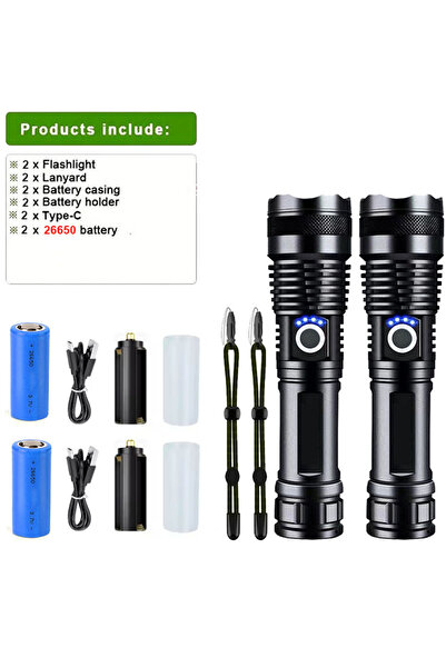 Choice مصباحان يدويان LED عاليان الطاقة، فائقان السطوع، مصنوعان من سبائك الأل...