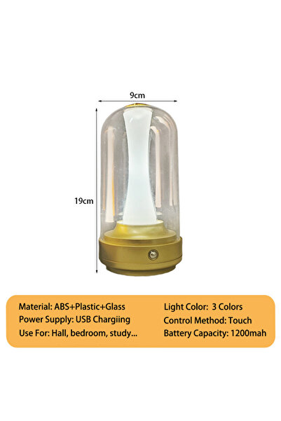 Choice changeable Golden Dimmable Candle Room Lamp Rechargeable Touch Waterpr...
