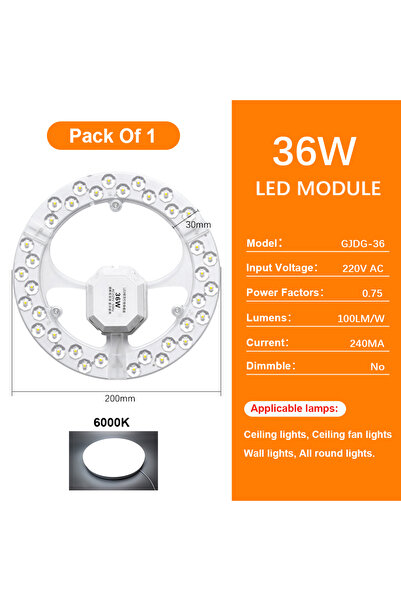 Choice وحدة استبدال إضاءة السقف LED بيضاء باردة 36 واط، لوحة LED 220 فولت، لو...