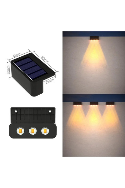 Choice11 2PCS Warm-3LED Solar Wall Lamp Outdoor Waterproof Solar Powered Ligh...