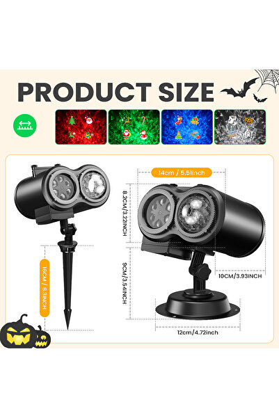 Choice جهاز عرض ضوئي أزرق ثنائي الوظائف (2 في 1) بقابس أوروبي، رأس مزدوج، 4 أ...