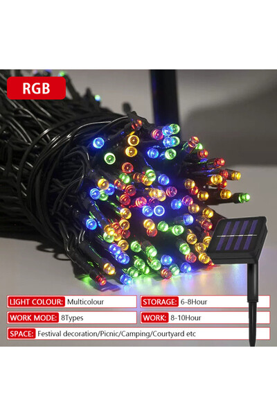 Choice سلسلة إضاءة LED تعمل بالطاقة الشمسية، 100 مصباح LED، بطول 12 مترًا، بث...
