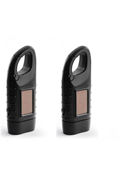 Choice black-2PC Outdoor LED Hand Pressing Dynamo Solar Crank Power Flashligh...