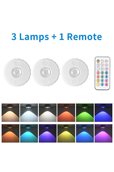 Choice 3 Lamps 1 Remote Rechargeable LED Spotlights RGB Night Light Wireless ...