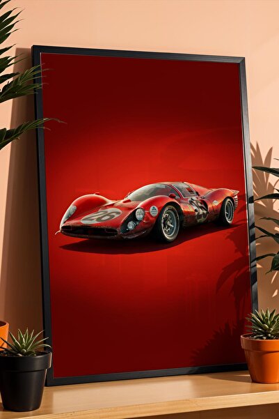 Saturn Tablou înrămat cu mașină de curse Ferrari 330 P4 Decor pentru cameră ș...